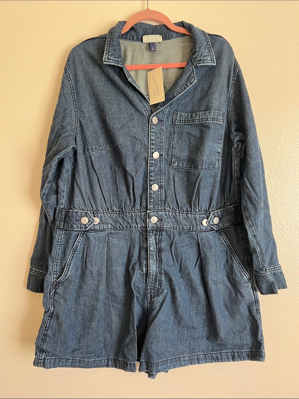 Denim Button-Front Romper